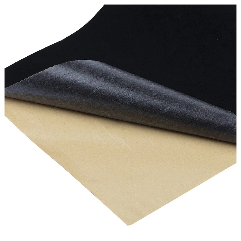 Black cloth material adhesive glued velvet fabric online stock flock