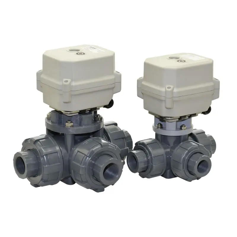 pvc three-way valve, 3 way electric motorized control valve 24v 12v wire wiring feedback position valve