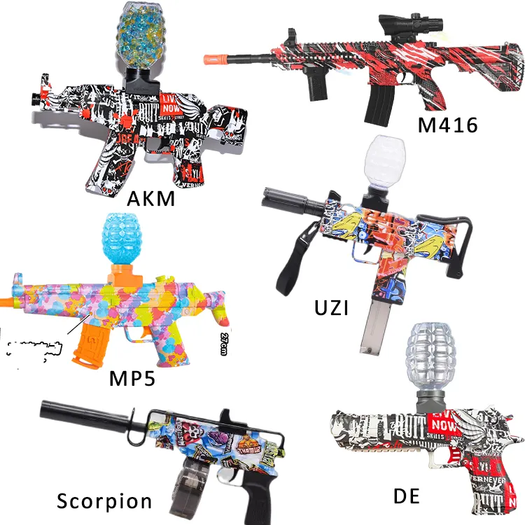 YIWU ALLO 2022 безопасная игрушка электрический шариковый пистолет Splat шариковый пистолет гелевая водяная пуля UZI AK47 M416 шаровой пистолет с гелевыми брызгами