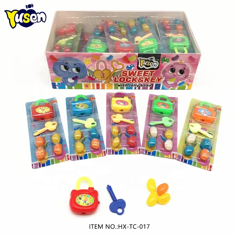 Лидер продаж, Детские Новые забавные мультяшные игрушки с замком и ключом, конфеты с красочными мини-Желейными бобами, конфеты