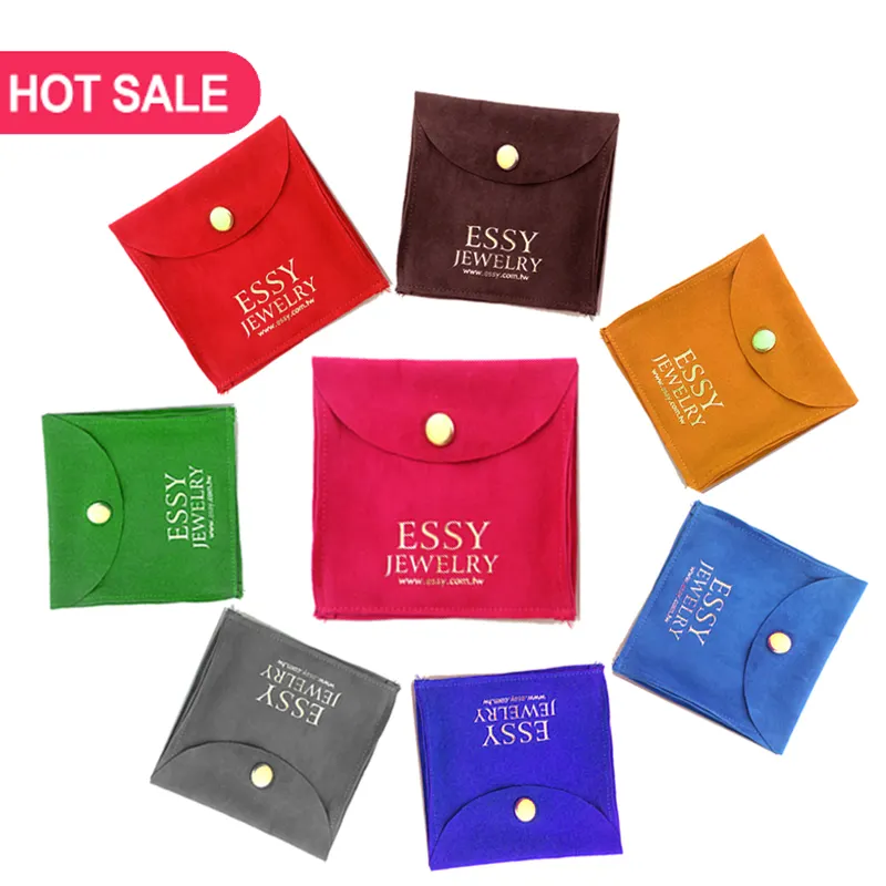 Custom Pouches Jewelry Custom Drawstring Jewellery Pouch Suede Velvet Packaging Bag Pu Leather Envelope Jewelry Pouch