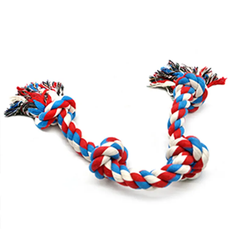 Wholesale custom teeth cleaning pet toys cotton rope dog chew toy with knots