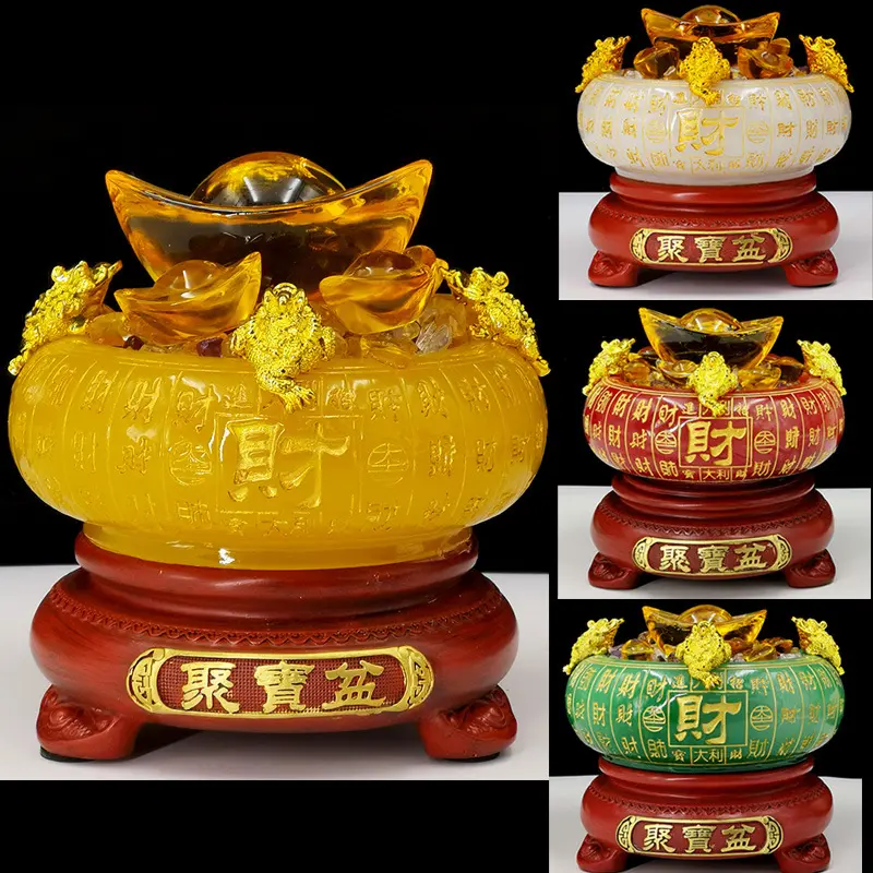Оптовая продажа, товары для домашнего декора Fengshui, китайские золотые слитки, счастливые богатства, фэн-шуй, золотая чаша с сокровищами и золотыми слитками