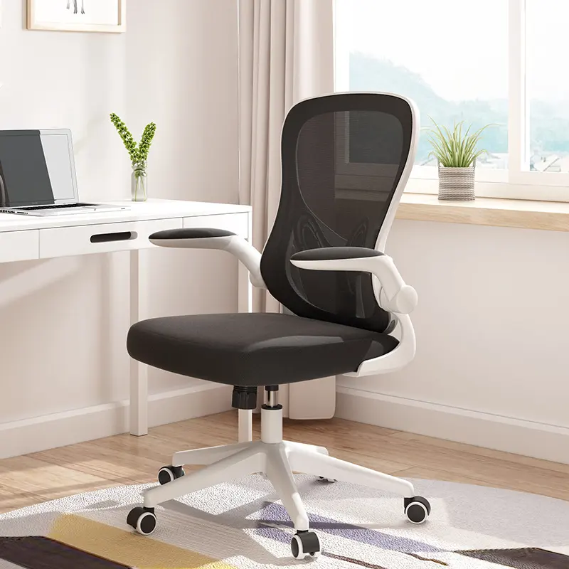 Поворотные офисные стулья в скандинавском стиле, складной подлокотник, офисное кресло, полностью Черные Сетчатые стулья для офиса, комнаты ожидания