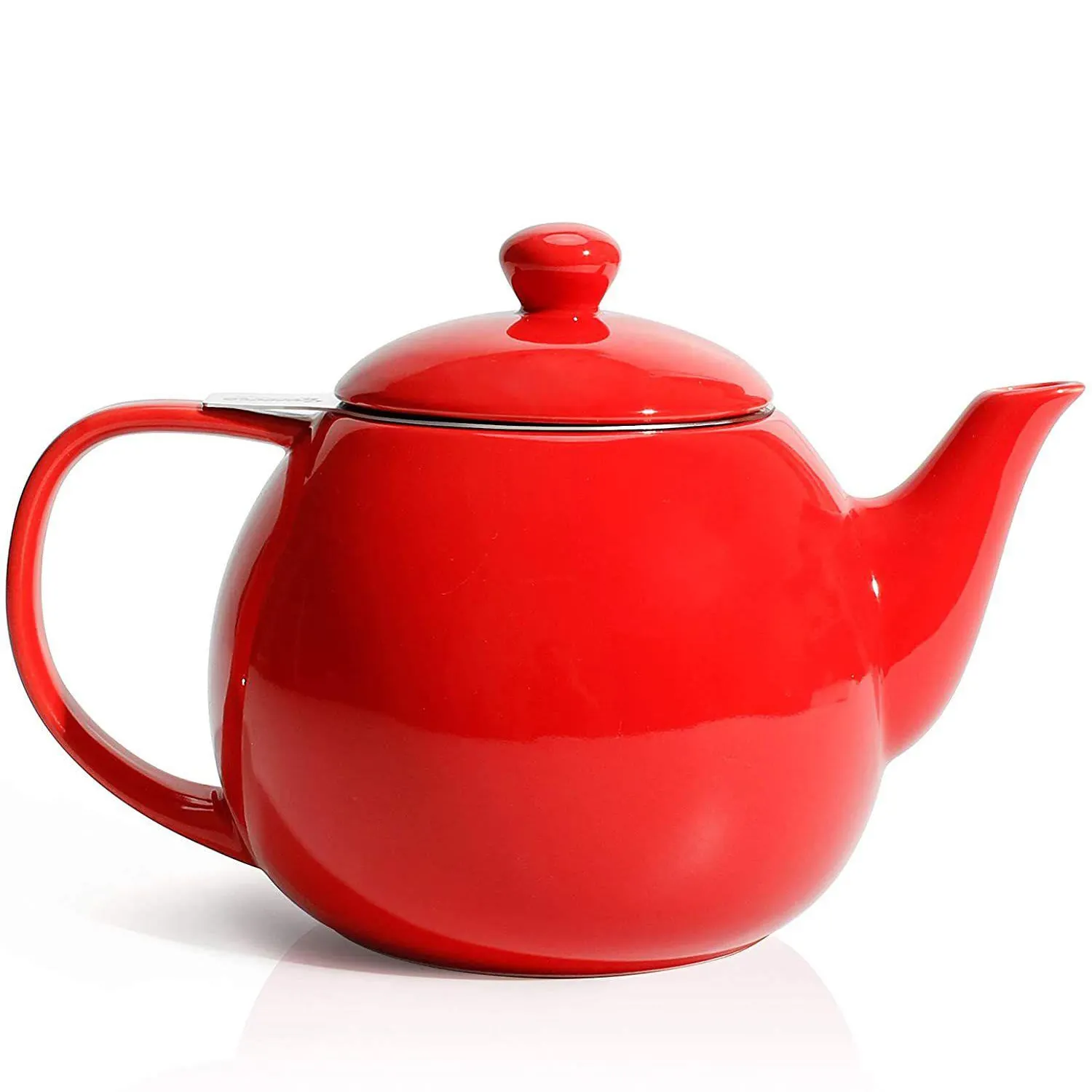 Высококачественный Глянцевый чайник из Красной глазурованной керамики с ситечком из нержавеющей стали