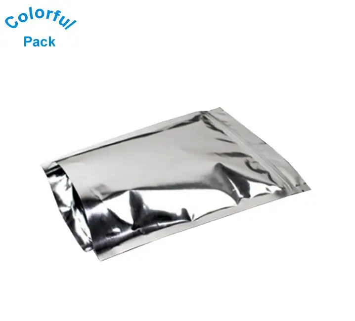 Custom printed Resealable transparent silver polyester film aluminium plastic packaging food bag with zipper