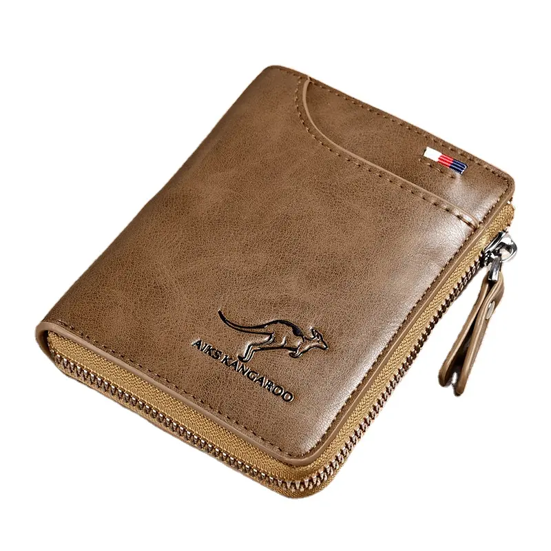 2022 Fashion Men's Genuine Leather Wallet Rfid Anti Theft Male Business Card Holder Man Money Bag Purse Zipper Wallet For Men