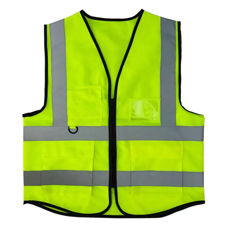 Zipper Pockets Yellow High Visibility Vest