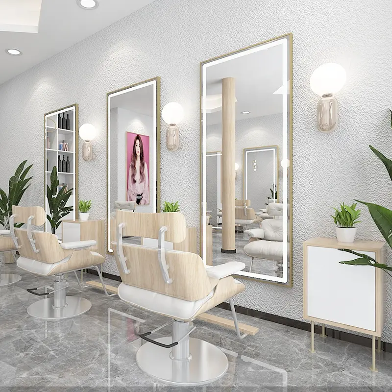 luxury hotels and personal house installed on the wall metal framed luxury dressing mirror beauty salon