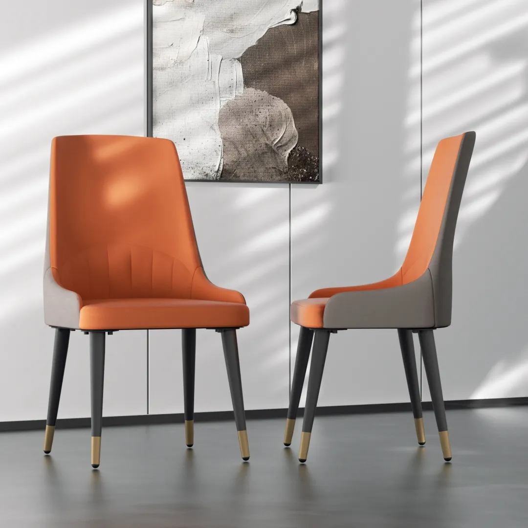 Современный набор из 2 стульев для отдыха, обеденные стулья из искусственной кожи с металлическими ножками для гостиной, столовой, кухни