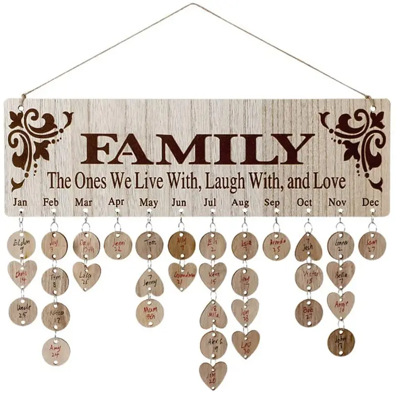 Wood DIY Friend Family Birthday Reminder Calendar Wall Calendar Hanging Board  Home Decor Wooden Wall Hanging Decorations