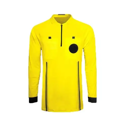 Two hidden pockets 100% polyester interlock lightweight performance soccer long sleeve referee jersey