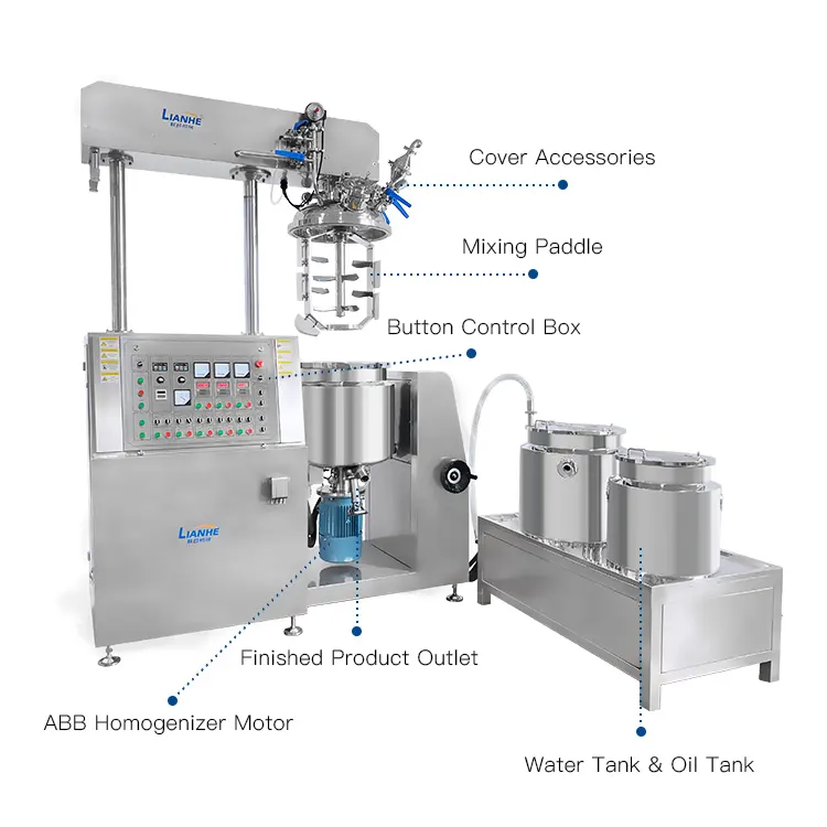 Машина для производства масла для тела 100 л, вакуумный эмульгатор, оборудование для производства косметики, машина для вакуумной эмульгации крема для рук