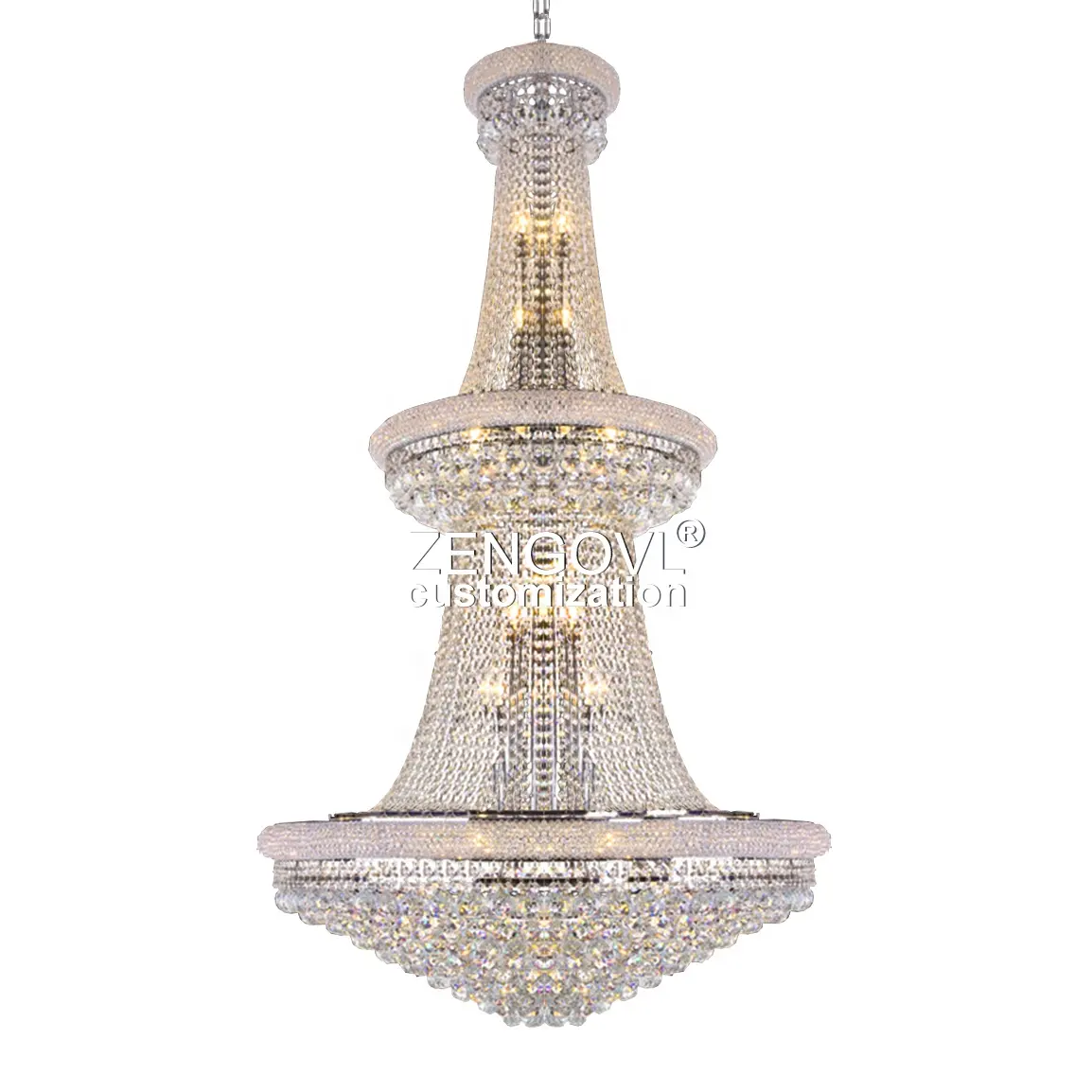 Современная хрустальная люстра ZENGOVL для вестибюля отеля, большая люстра в стиле ампир, свадебная вилла, Золотая хрустальная люстра k9, освещение