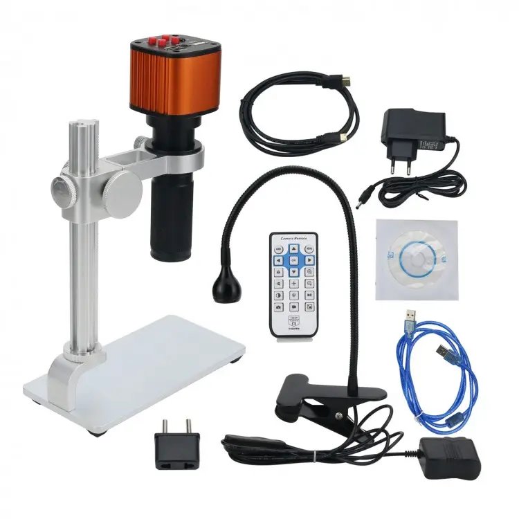 16MP 1080P Industrial Microscope Camera Stand Kit Microscope Magnifier w/ 120X Lens Clamp Light