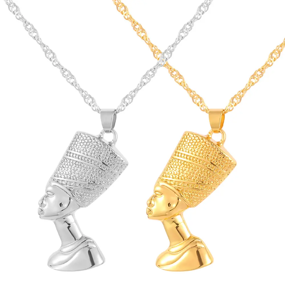 Ethlyn Gold/Silver Color Men Hip hop Pendant Egyptian Pharaoh Head Pendant Necklaces Chain Punk Jewelry