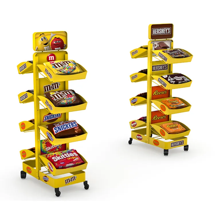 Customized Candy Rack Display Metal Wire Display Stand Candy Rack With Adjustable Trays for Candy Stores