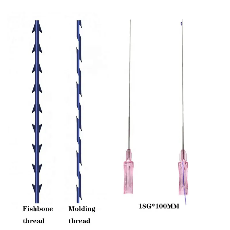 2021 CE Medical molding thread fish bone thread w blunt 18g 19g 100mm pdo thread lift face lifting