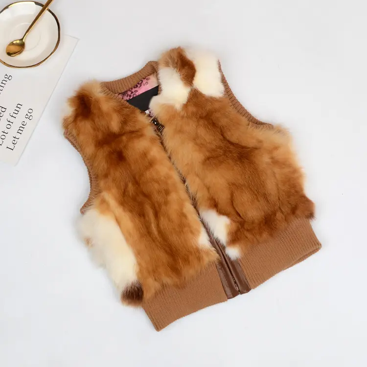 Hot selling beautiful waistcoat children's waistcoat girl really cat fur waistcoat