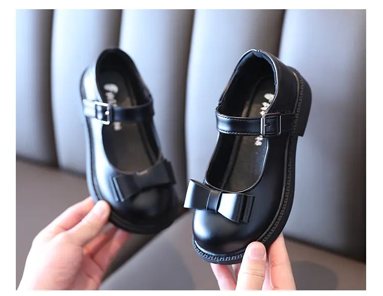 Girl's Princess Shoes Children's Shoes New 2021 Spring and Autumn College Style Black Girls Patent Leather Qiyue Cat Zhejiang PU