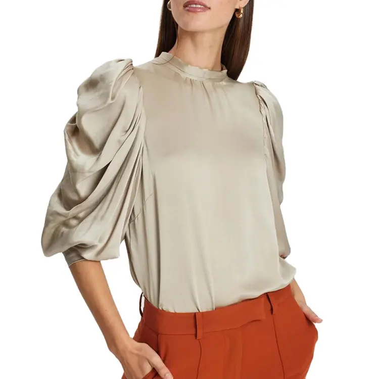 Повседневная Женская атласная блузка на заказ, оптовая продажа, Весенняя блузка