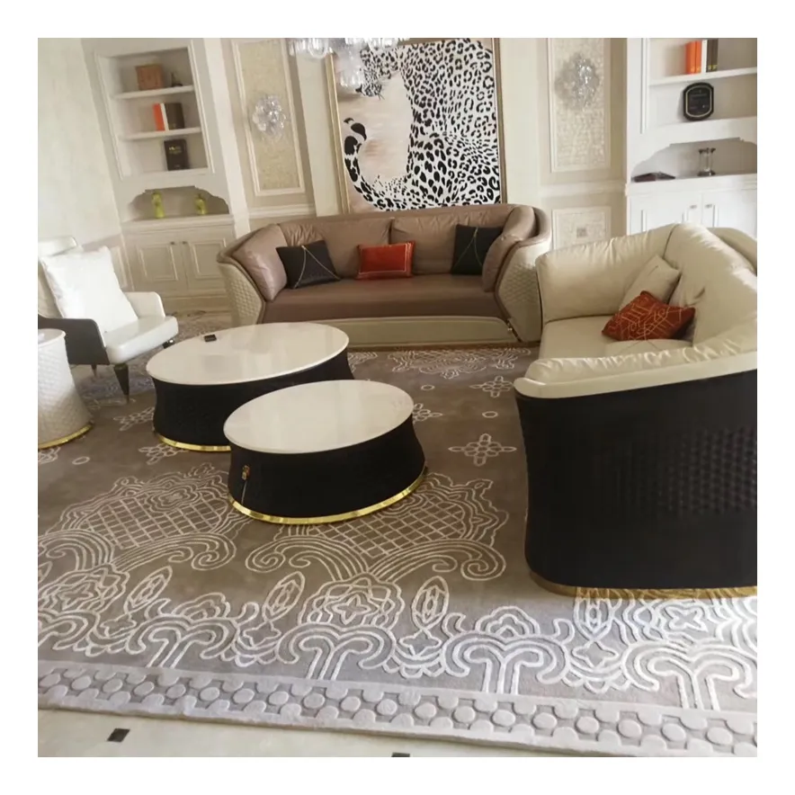 Custom Irregular Hand Tufted Made Luxury Living Room New Zealand Wool Viscose Bamboo Silk Branded Floor Carpet Designer Rug