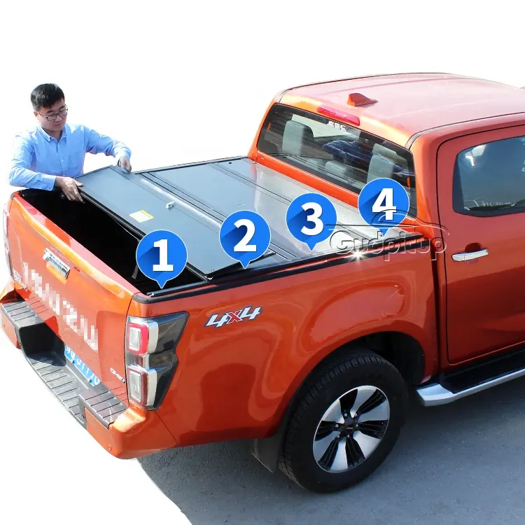 pickup accessories isuzu dmax hard Aluminium folding tonneau cover truck bed cover for hilux vigo tacoma