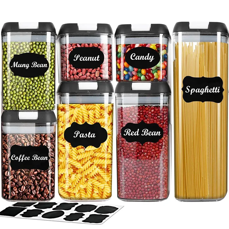 Citylife 7 Pieces Set Kitchen Storage Containers BPA Free Keep Food Fresh Plastic Food Spice Jar Canister Sets With Airtight Lid