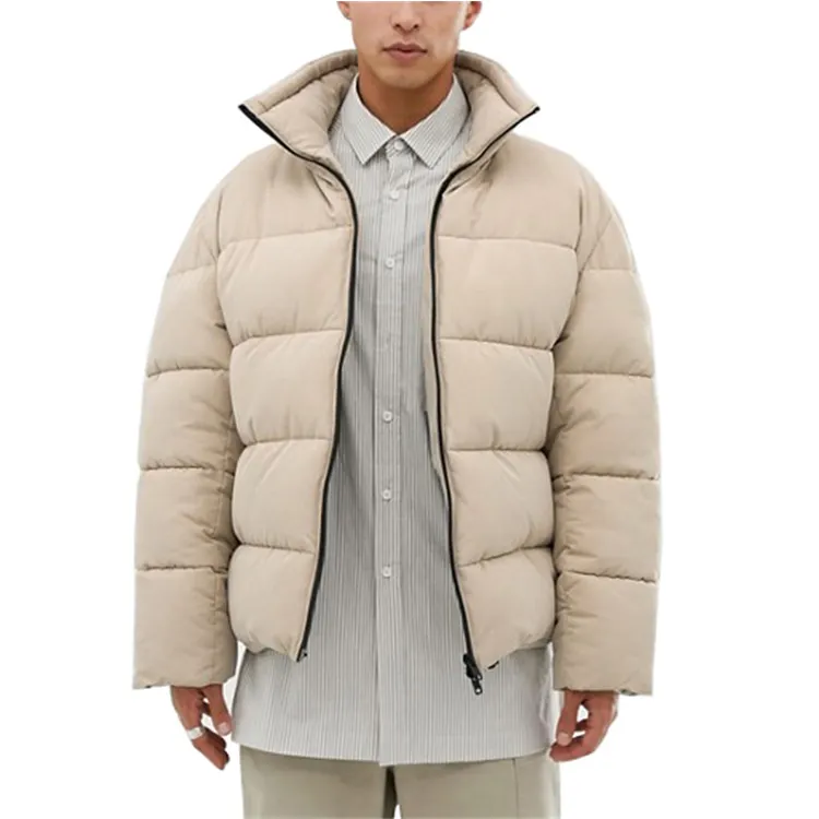 OEM custom winter short cropped windbreaker padded bubble down puffer jacket for men