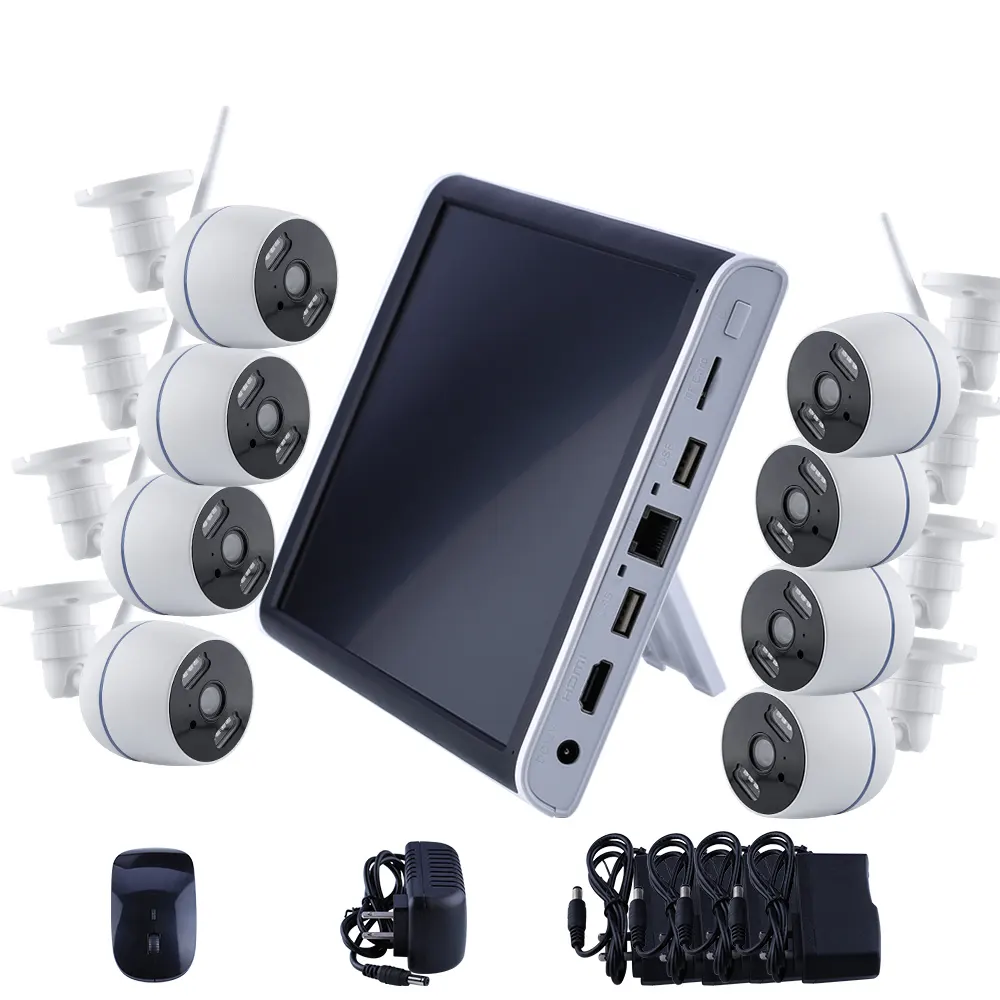 Professional Manufacturer Night Vision Waterproof Resolution Two-way Audio Wifi Surveillance Cctv Camera Kit 8ch Nvr Kit
