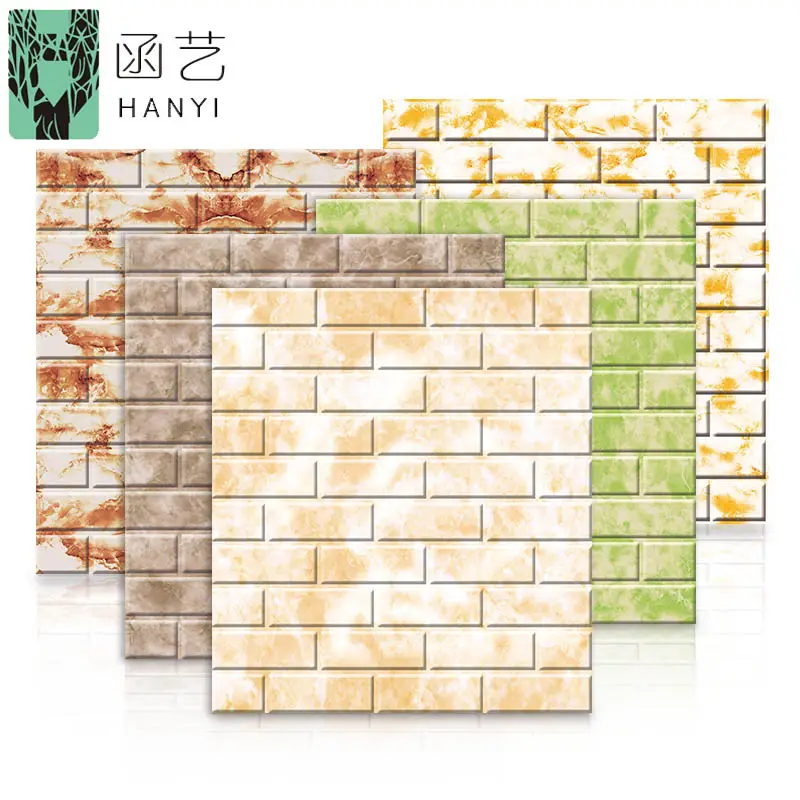 Custom DIY Oil Proof Modern Wall Stickers Wall Decoration Self Adhesive Marble Wall Paper Panels XPE 3D Foam Wallpaper