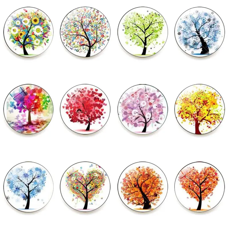 Beautiful Glass Tree Of Life Magnets Fridge Stickers For Office Cabinets Whiteboards Decorative Photo