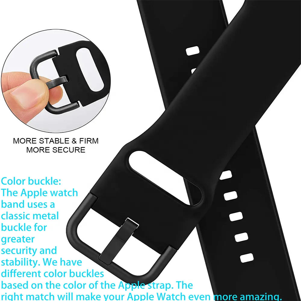 For Apple Watch Strap 40mm 38mm soft silicone sport replacement strap classic buckle for ladies and men