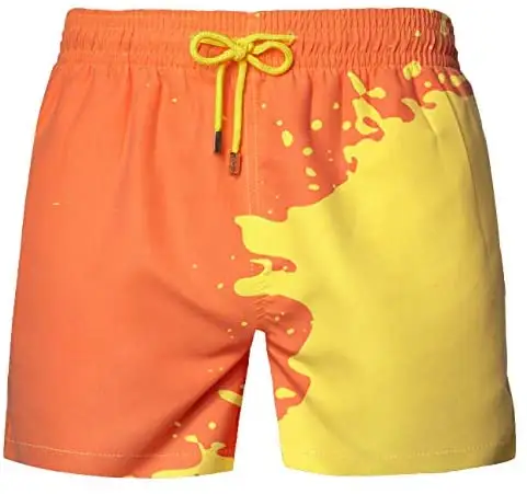 Водонепроницаемая пляжная одежда с принтом оптом Плавательные Трусы Для Взрослых Смешные цветные шорты Меняющие цвет плавательные шорты