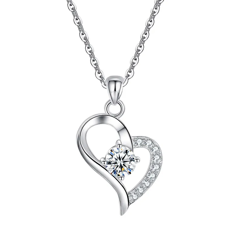 Серебряное ожерелье с подвеской в виде сердца из стерлингового серебра 925 пробы с кубическим цирконием, ожерелье с золотым заполненным бриллиантом, ювелирные изделия, ожерелье в форме сердца