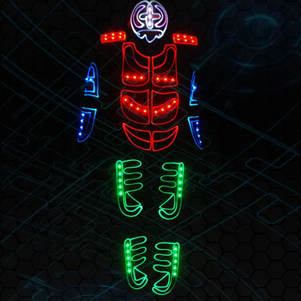 Оптоволоконные и светодиодные светящиеся танцевальные костюмы трон, светодиодный костюм робота, одежда для представлений, светящиеся танцевальные костюмы для Хэллоуина