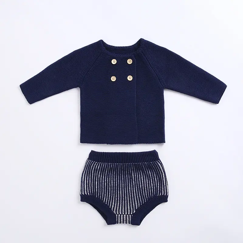 Winter Autumn Long Sleeves Pullover Tops And Shorts Set Cotton Baby Jumper Toddler Sweater Infant Knitwear Newborn Baby Jumpsuit