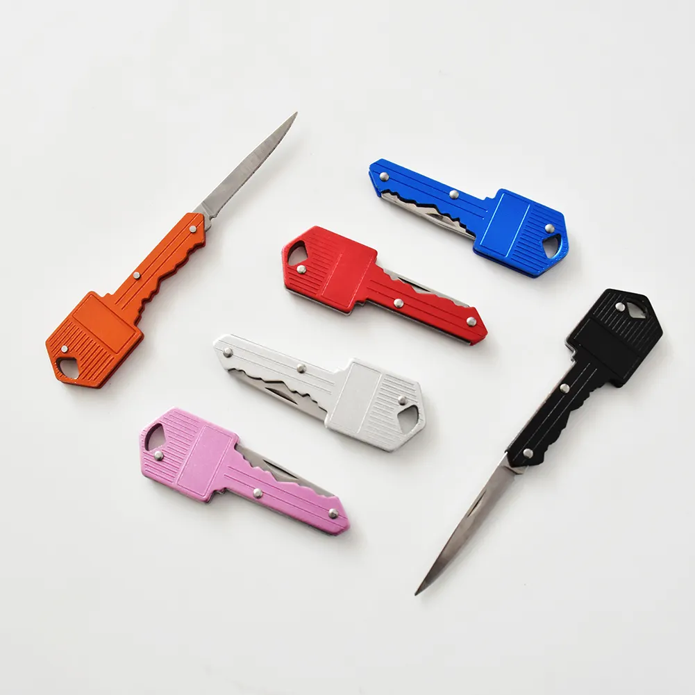 Stainless Steel Mini Key Knife, Colorful Folding Personal Security Product Keychain Self Defense Products/