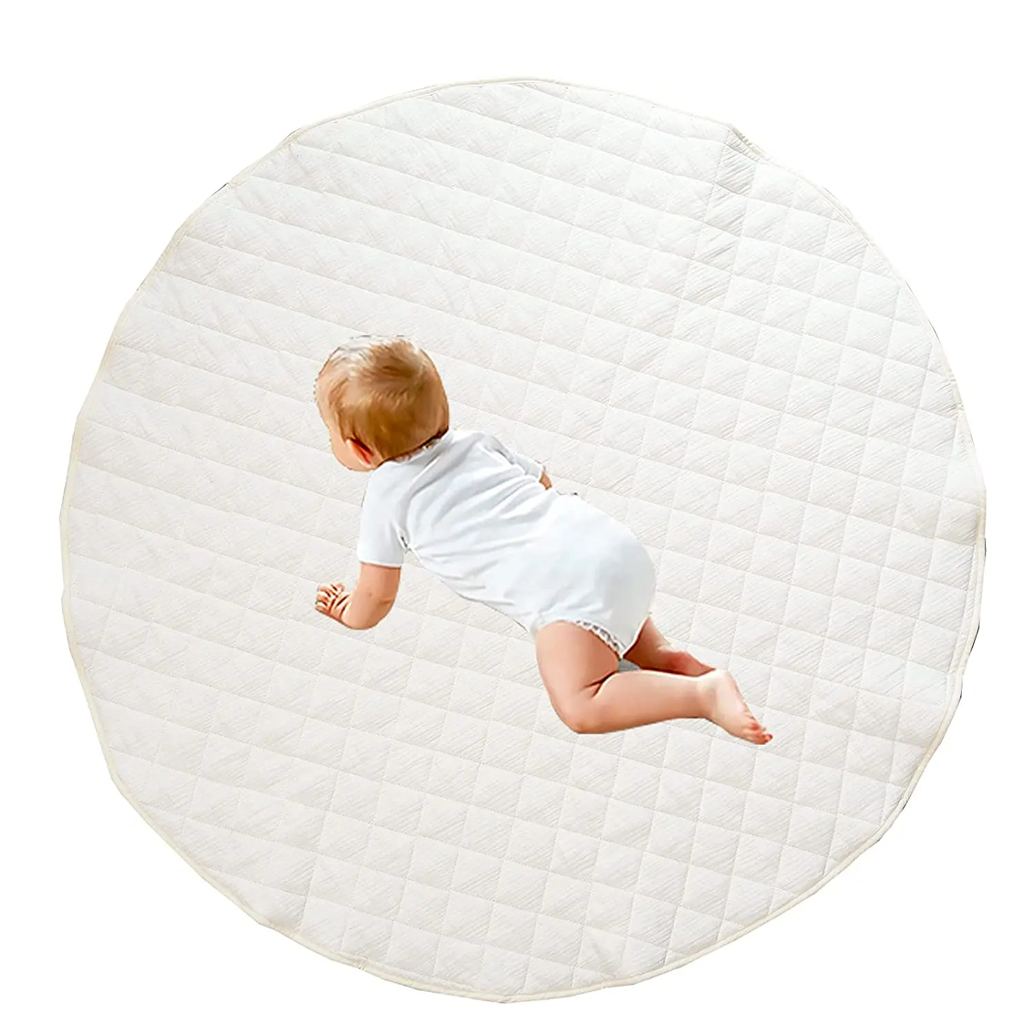 40 Inches In Diameter Large Thick Room Rug Plain Color Double Sided Use Portable Kids Tummy Time Playmat For Indoor Outdoor