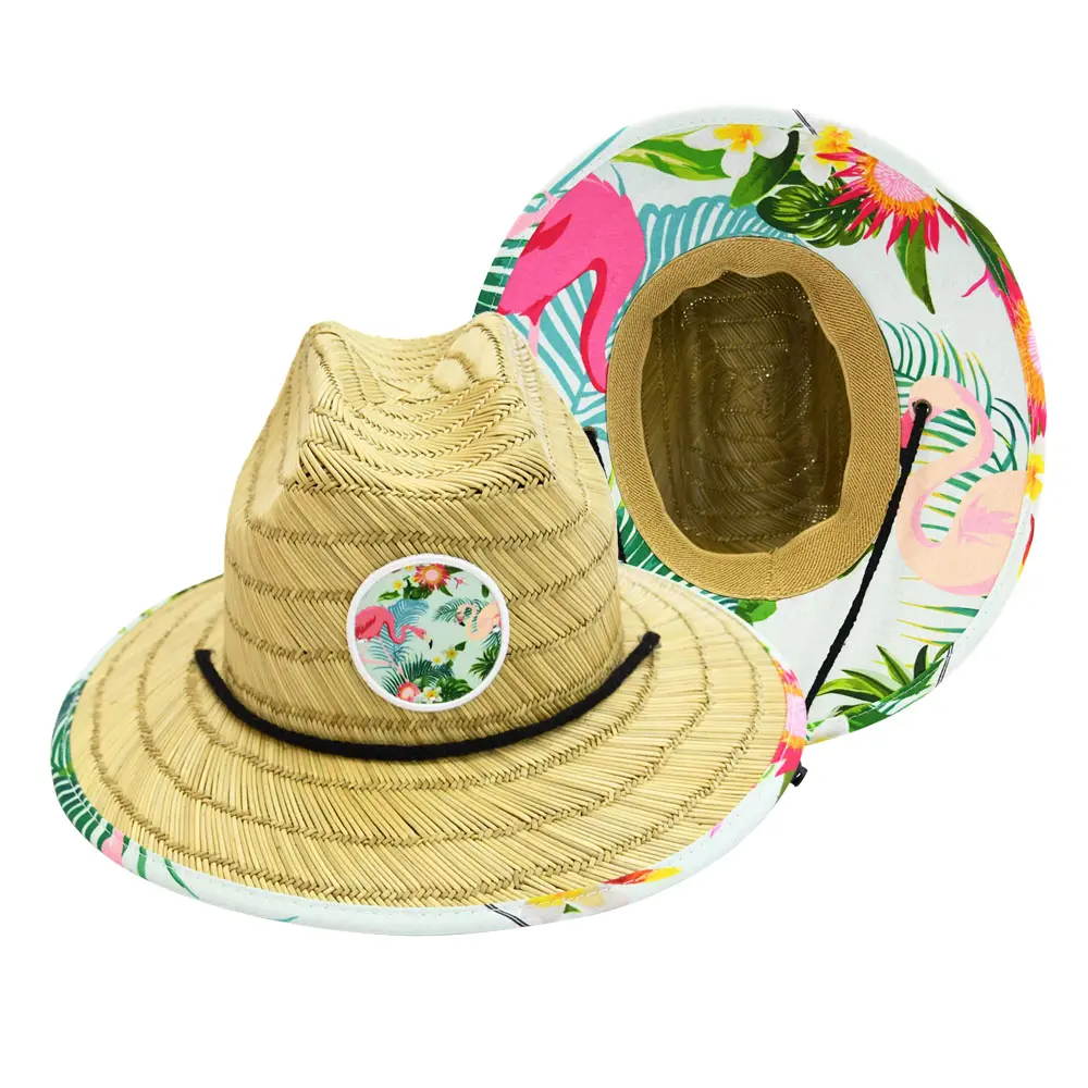 JAKIJAYI With String Child Summer high quality mat straw material Surf Kids Straw Hat Sun Safari Lifeguard Hats