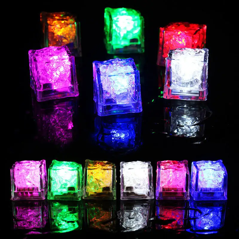Nicro Luminous LED Glow Led Ice Cubes Halloween Neon Party Supplies Party Wine Glass Block Flashing Induction Luminous Acrylic