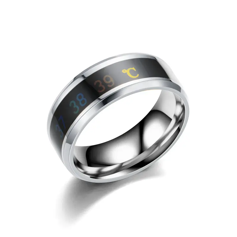 Fashion Smart Rings Stainless Steel Simple Creative Couple Rings Wedding Jewelry Smart Sensor Body Temperature Ring
