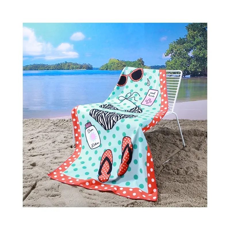 Лидер продаж, популярные мягкие пляжные полотенца из микрофибры, удобное пляжное полотенце с принтом логотипа на заказ и мультяшным принтом