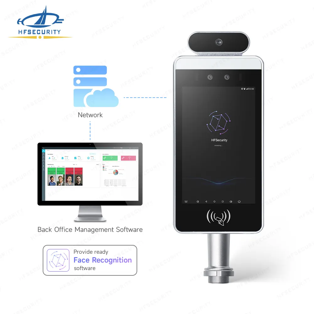 HFSecurity RA08T Stand web based smart thermal face recognition access door lock devices with free software API