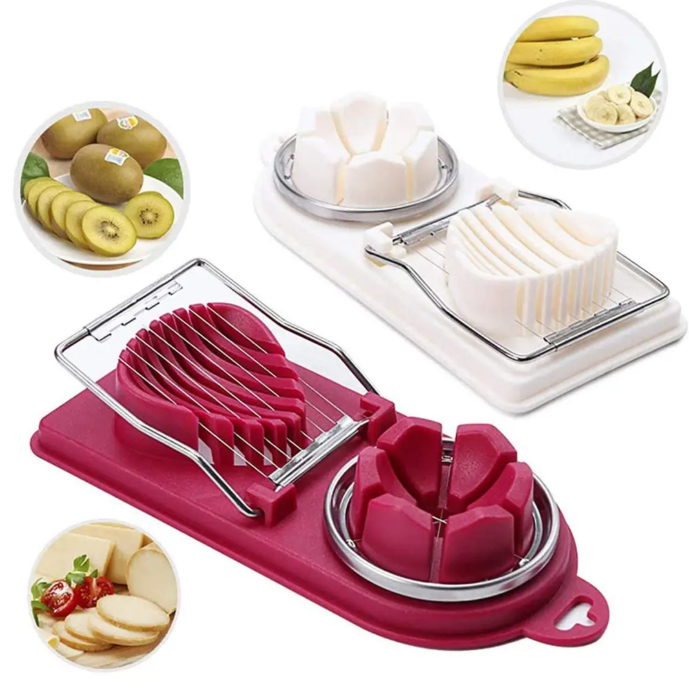 Kitchen 2 in 1 Stainless Steel Cutting Wires Multi Purpose Vegetables Strawberry Egg Divider Egg Slicer