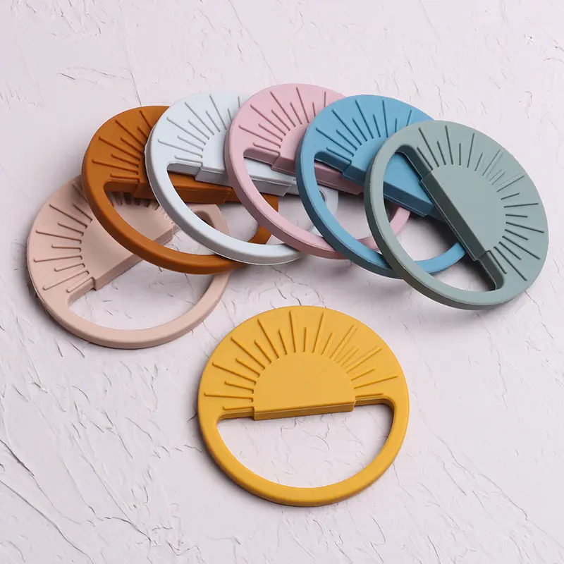 Wholesale Children Natural Rubber Solid Luxury Organic Chew Round Ring Funny Toys Sun Rainbow Silicone Baby Teether