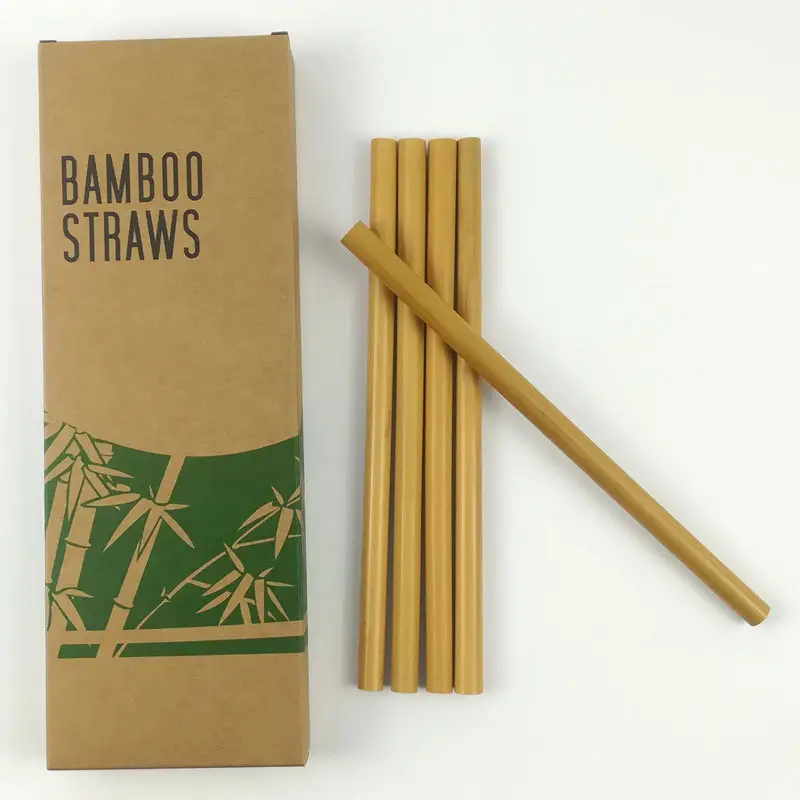 Оптовая продажа, Экологически чистая питьевая соломинка из натурального органического бамбукового волокна с индивидуальным логотипом