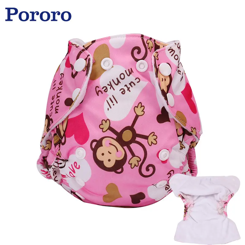 Подгузники Pororo розовые для принцесс, подгузники с принтом обезьяны, подгузники для новорожденных, подходят для детей весом 3-7,5 кг, защита от протекания, с двойным капюшоном