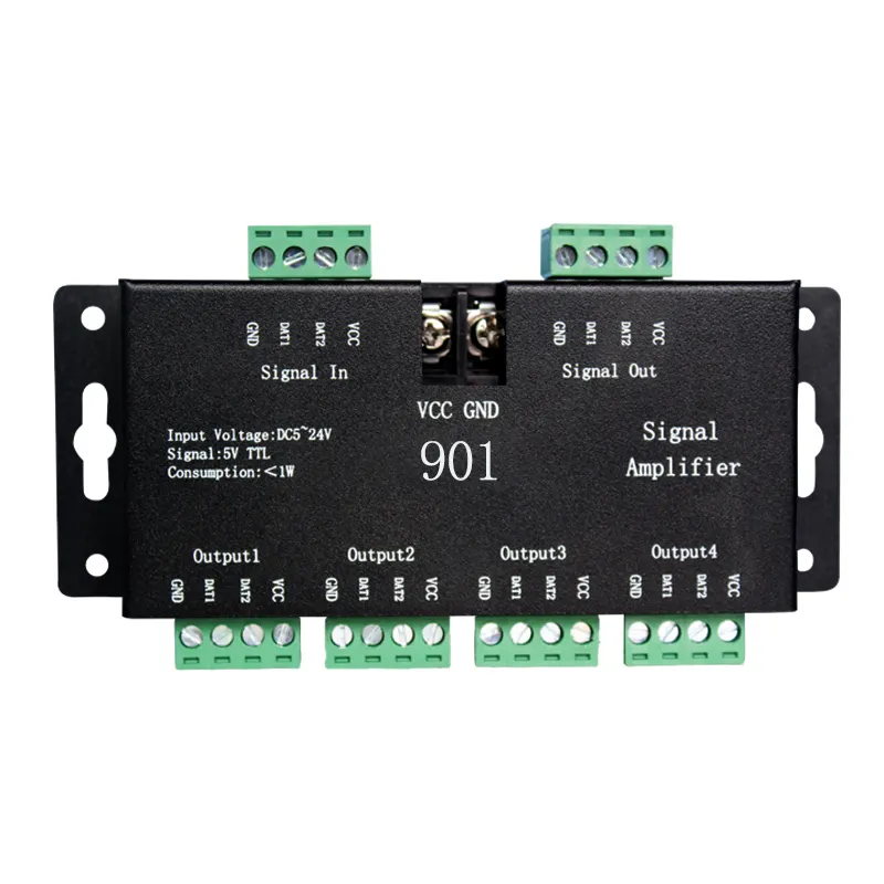 SP901 DC5V-24V SPI выходной 4 Группа контроля светодиодной SPI усилитель сигнала для пикселей RGB полосы WS2812 WS2811 WS1903