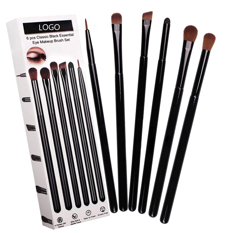 Premium Eyeshadow Eye Makeup Brush Tools Classic Black Essential Eye Makeup Brush Set of 6 PCS